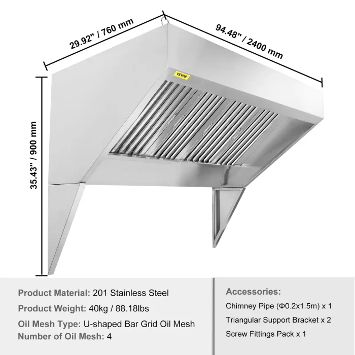 8FT Exhaust Hood