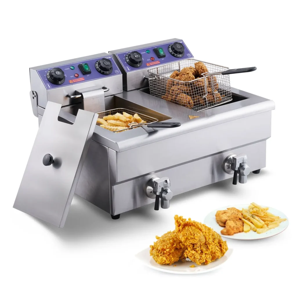 VEVOR Countertop Deep Fryer with Dual Tanks 3000W