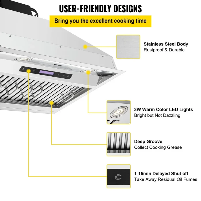 VEVOR 900CFM 4-Speed Range Hood