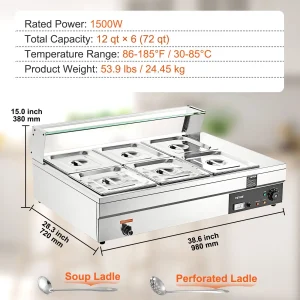 VEVOR 6-Pan Commercial Food Warmer