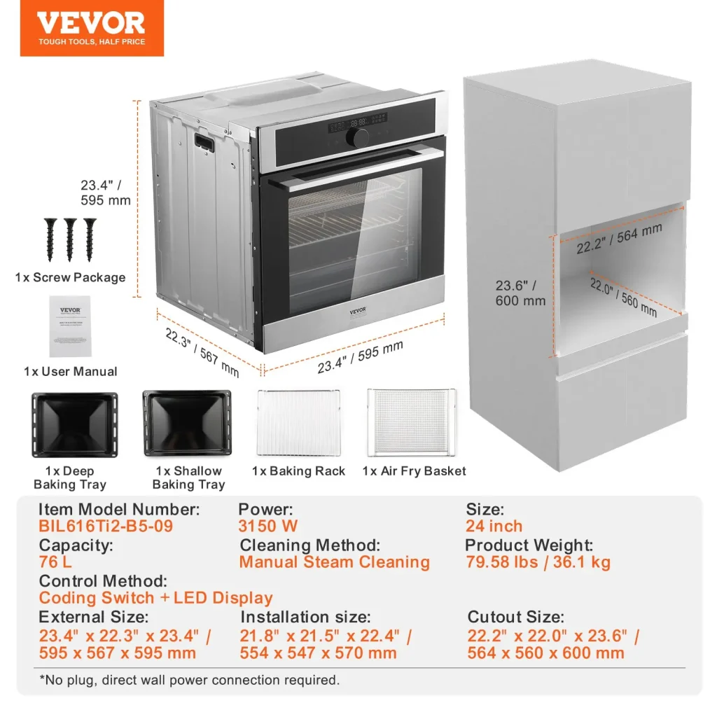 VEVOR Single Wall Oven 24"