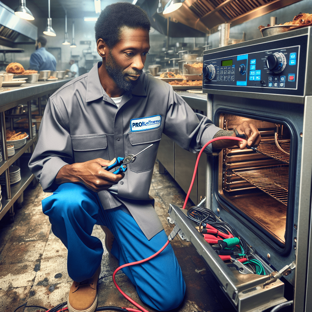 a man holding a pair of pliers in an oven